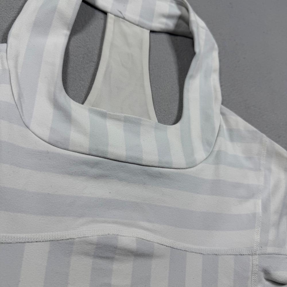 Lululemon Striped Racerback Tank Top White Grey Built In Bra Size 10